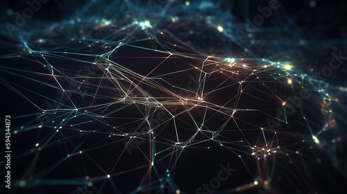 Abstract digital background with connecting dots and lines. Network connection structure. 3d rendering.GenerativeAi