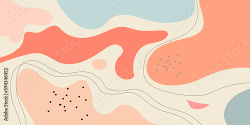 abstract. Hand drawn various doodle shapes and objects. contemporary modern trendy vector. Each background is isolated. Pastel colors