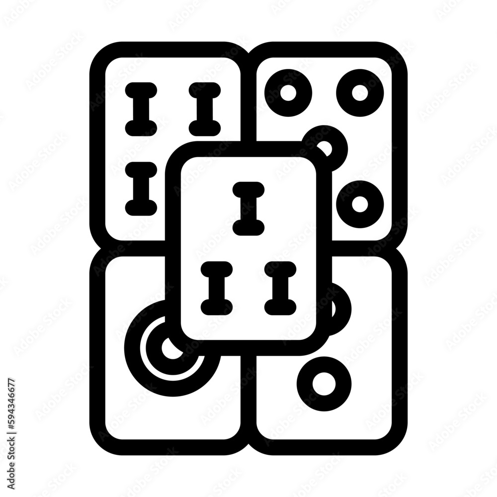 mahjong tiles board table line icon vector illustration mahjong tiles board table line icon vector illustration