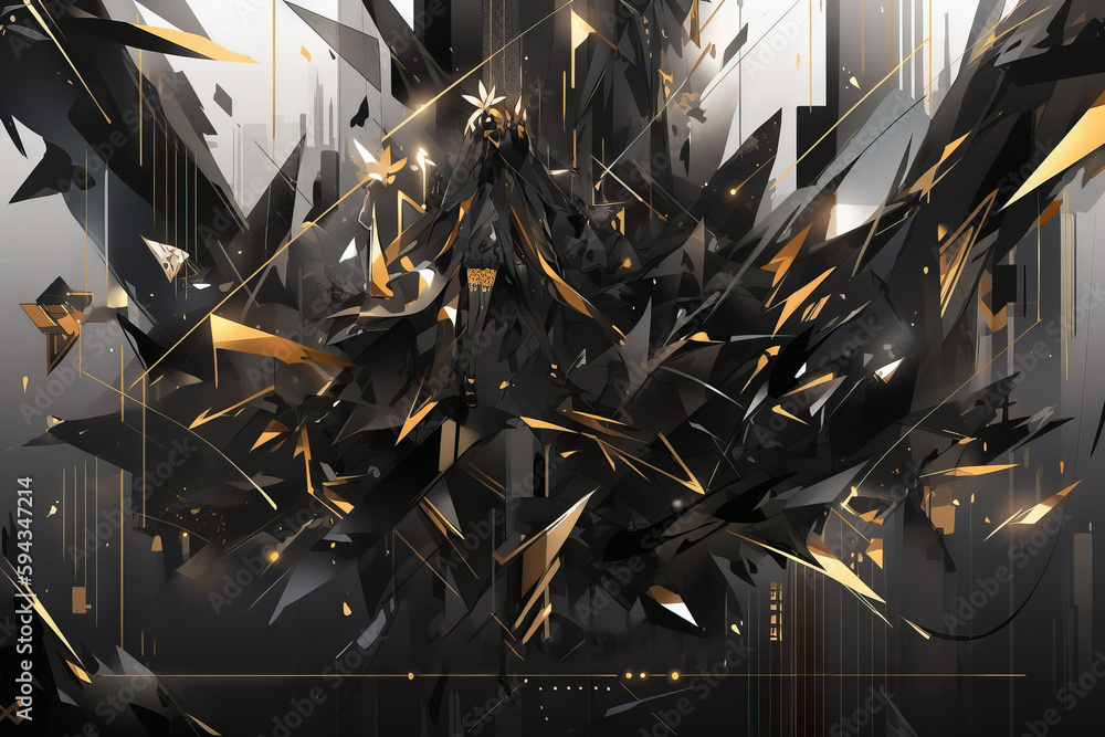 a black and gold abstract background with a tree in the middle of the image and a gold text that reads golitting gaith. generative ai a black and gold abstract background with a tree in the middle of the image and a gold text that reads golitting gaith. generative ai