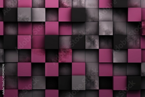  a purple and black background with squares of different sizes and shapes in the center of the image is a rectangle shape with a dark red center in the middle.  generative ai