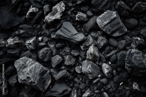  a pile of rocks and gravel with rocks and gravel on top of it and a black and white photo of rocks and gravel on the ground.  generative ai © Shanti