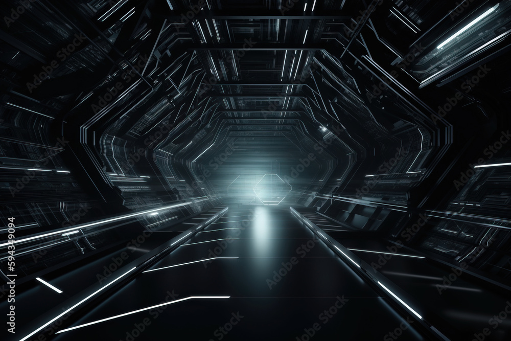a dark tunnel with a light at the end of the tunnel and a bright light at the end of the tunnel in the middle of the tunnel. generative ai a dark tunnel with a light at the end of the tunnel and a bright light at the end of the tunnel in the middle of the tunnel. generative ai