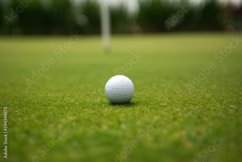 Closeup golf in the golf course with hole, AI generated