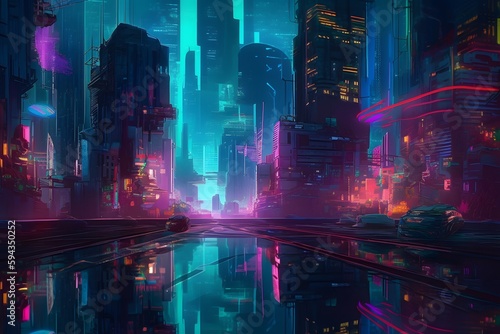 A mesmerizing image of a neon dreamscape  Generative AI 