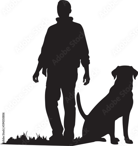 Man and dog silhouette Vector illustration, SVG