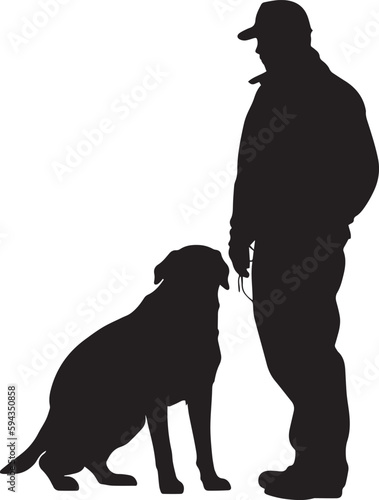 Man and dog silhouette Vector illustration, SVG