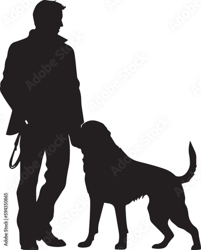 Man and dog silhouette Vector illustration, SVG