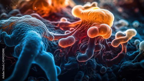 Macro photographie d'imagerie médicale réalisée au microscope électronique à balayage d'une bactérie