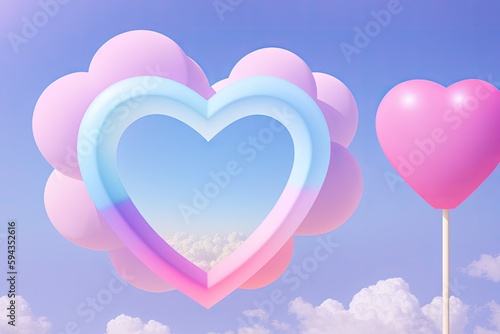 a heart shaped cloud floating in the sky, fantasy matte painting, generative ai