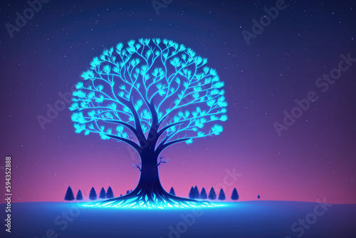 A tree with a brain on it, mind grow concept, generative ai © Aleksandr