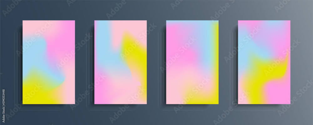 Set of vector gradient backgrounds in bright colors. For brochures, booklets, banners, posters, magazines, branding, social media and other projects. For web and print.