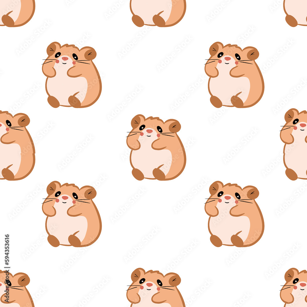 Pattern with cute brown hamster