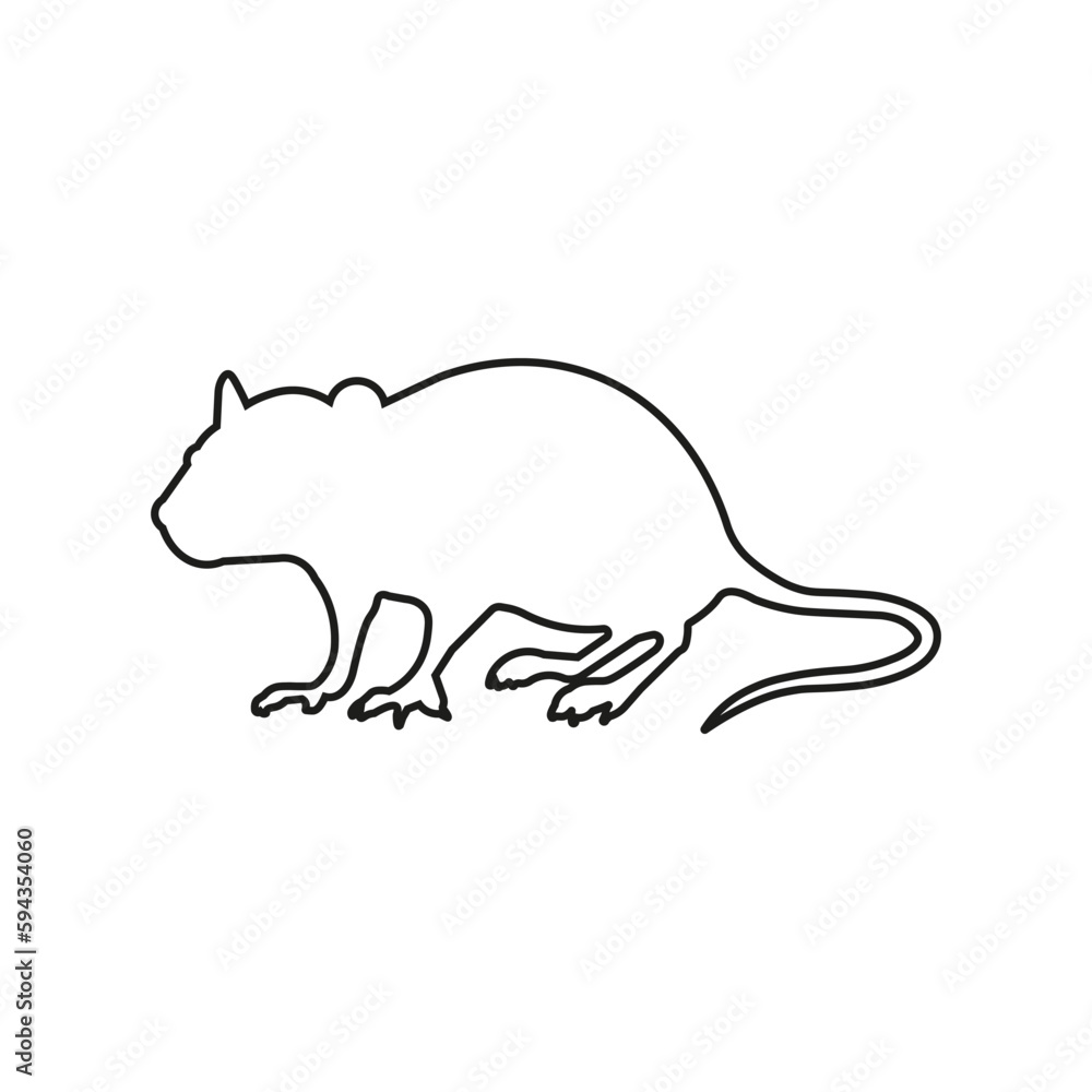 Rat icon. Line silhouette. Vector illustration. Rat icon. Line silhouette. Vector illustration.