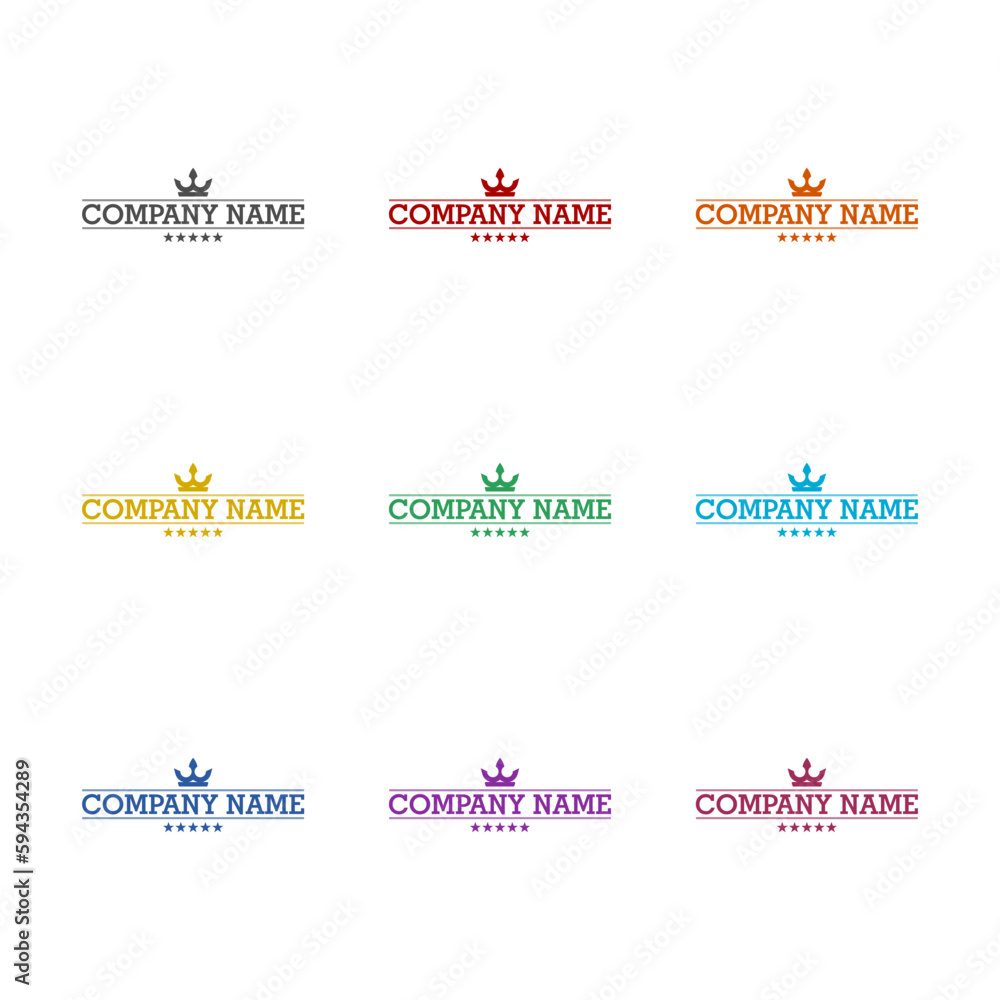 Company name logo icon isolated on white background. Set icons colorful Company name logo icon isolated on white background. Set icons colorful