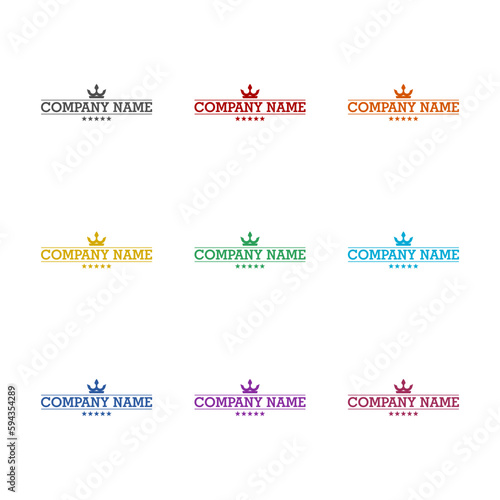 Company name logo icon isolated on white background. Set icons colorful