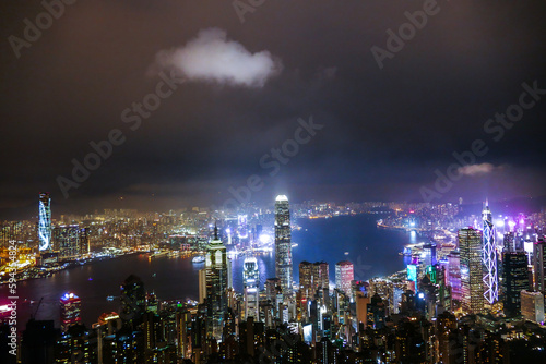 Hong Kong skyline at night view from Victoria Peak