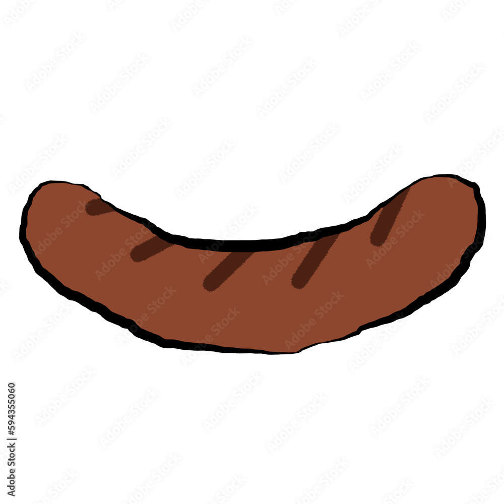 Isolate hand-drawn grilled sausage, grilled hotdog, barbecue summer, colored doodle, illustration, outline drawing, cartoon style Isolate hand-drawn grilled sausage, grilled hotdog, barbecue summer, colored doodle, illustration, outline drawing, cartoon style