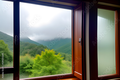 Fenêtre donnant sur la nature et la forêt,IA générative.