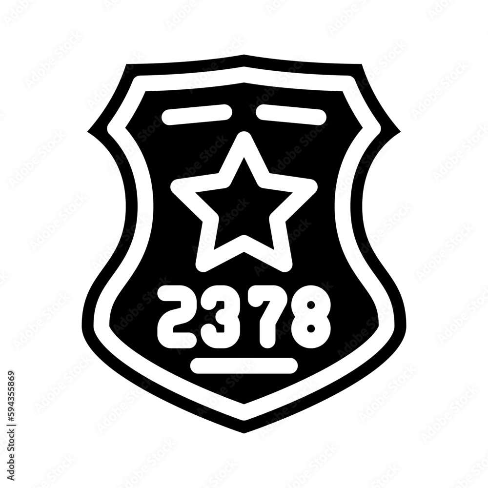 police badge crime glyph icon vector illustration police badge crime glyph icon vector illustration
