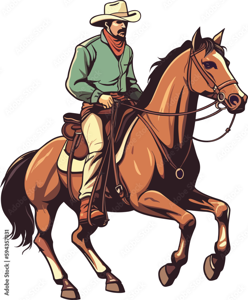 Illustration of a cowboy riding horse, vector, isolated on white background
Illustration of a cowboy riding horse, vector, isolated on white background