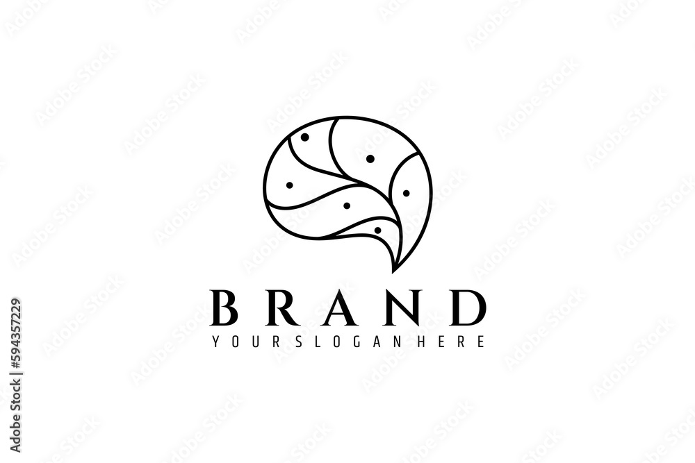 Brain logo with abstract shape in linear design style Brain logo with abstract shape in linear design style