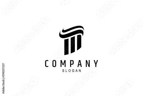 Vector logo in which an abstract image of a Greek column with a slanted shadow