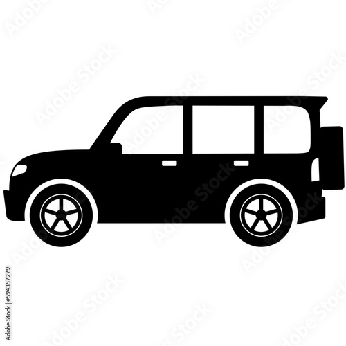 SUV car icon vector. Icon of sport utility vehicle. Vector illustration of SUV car. Vehicle icon of car for design regarding transportation, automotive and automobile. Silhouette of transportation