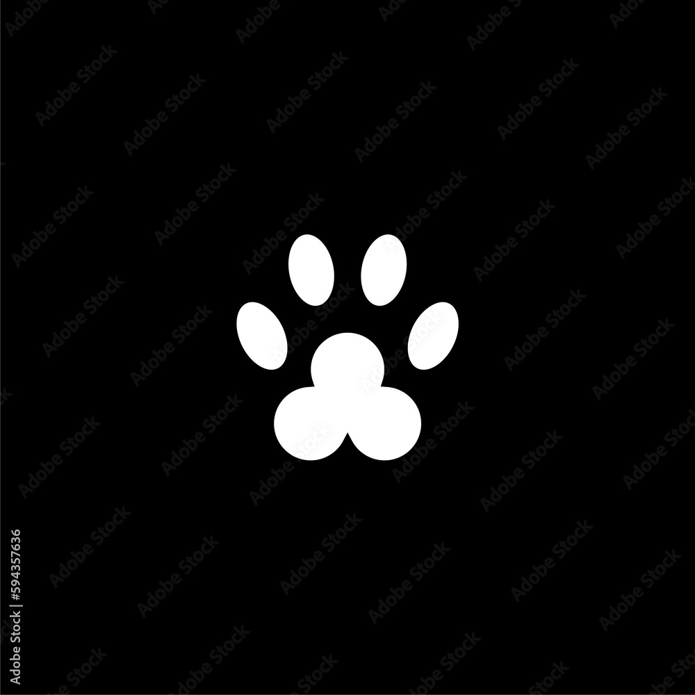 Paw print icon isolated on black background. Paw print icon isolated on black background.