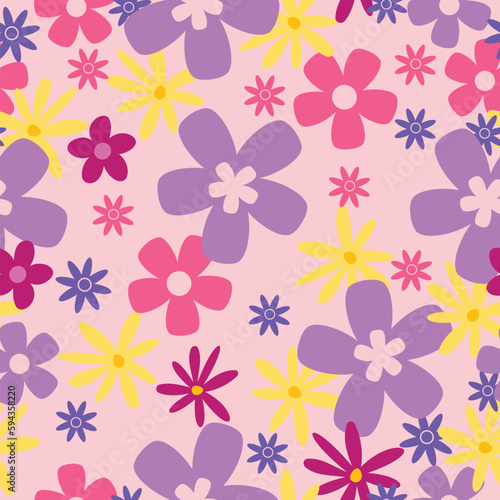 Seamless pattern with colorful exotic flowers