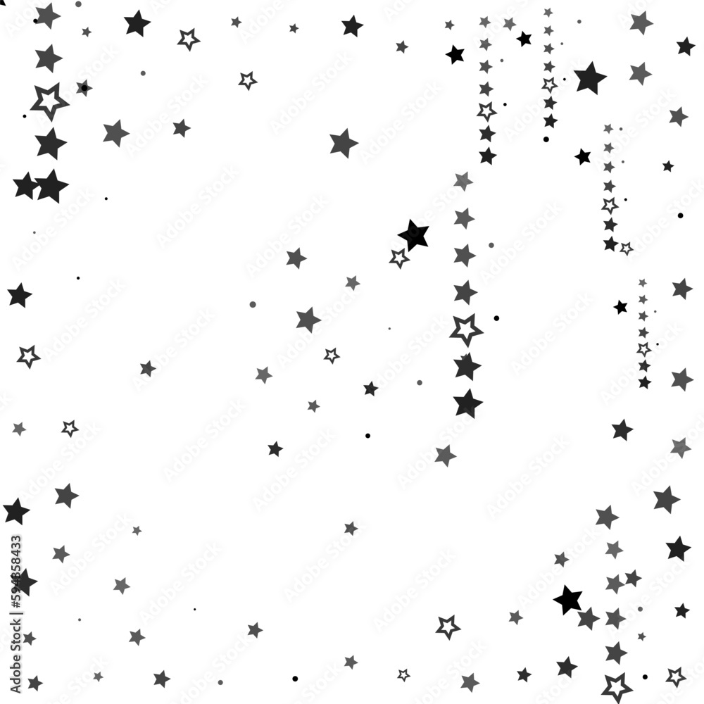 Flying confetti stars. Black, white colours. Festive background. Black stars on white background. Design element. Vector illustration, eps 10. Flying confetti stars. Black, white colours. Festive background. Black stars on white background. Design element. Vector illustration, eps 10.