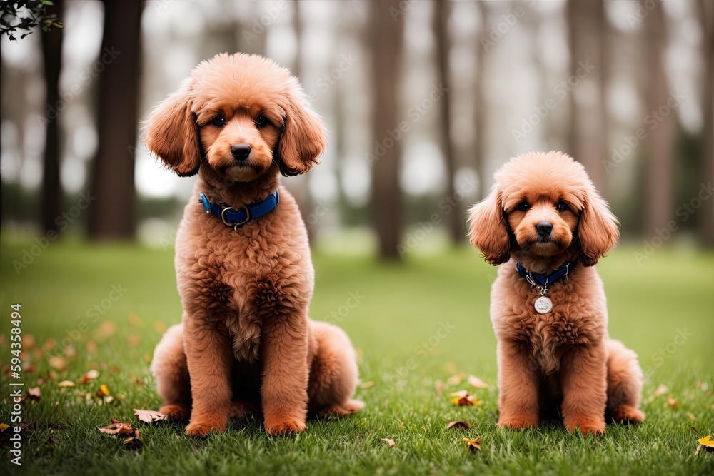A smiling little puppy of a light brown poodle , generative ai. Cute dog and good friend A smiling little puppy of a light brown poodle , generative ai. Cute dog and good friend