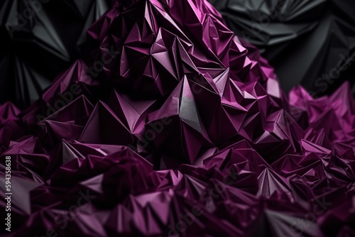 Polygonal black and pink abstract with spiky connection structure made with generative AI