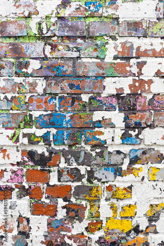 vertical background in the form of a painted brick wall.