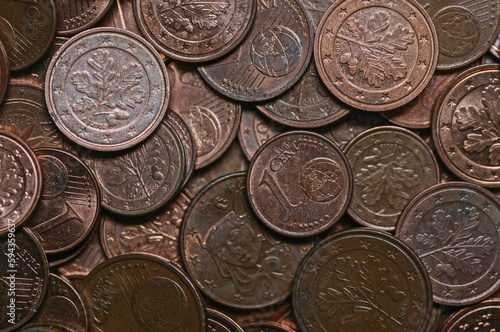 Coins of different countries. Financial background. Close-up. Money background.