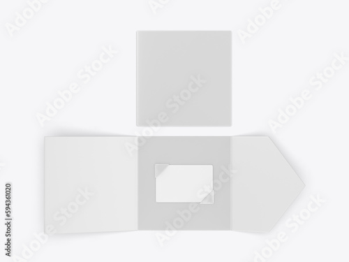 Cardholder And Plastic Card Mockup Blank Template, 3d render illustration.