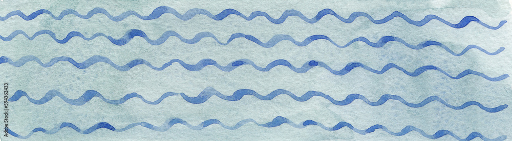 Fototapeta premium Blue wave pattern. Blue wavy stripe marine texture background. Stripe seamless background, for wrapping, wallpaper, textile. paint ink brush strokes.