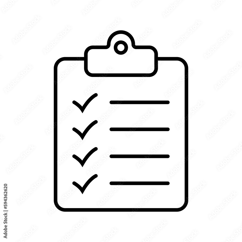 Clipboard and checklist icon. Project management, questionnaire line icon. To do list vector icon for web site and app design. Clipboard and checklist icon. Project management, questionnaire line icon. To do list vector icon for web site and app design.