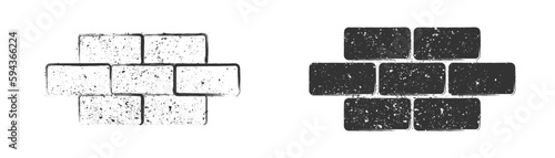 Bricks icon with grunge texture. Vector illustration.