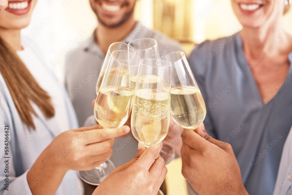Rounding off the year with a joyous celebration. Closeup shot of a group of unrecognisable businesspeople toasting with wine at work. Rounding off the year with a joyous celebration. Closeup shot of a group of unrecognisable businesspeople toasting with wine at work.