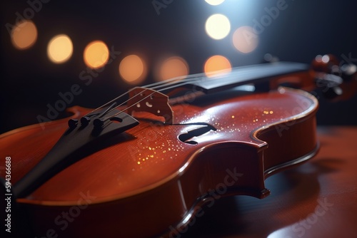 Violin illustration, music concept, bokeh background. Generative AI
