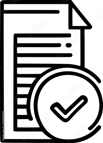 black individual insurance policy approve line icon, simple outline document flat design pictogram, infographic vector for app logo web button ui ux interface elements isolate on white background