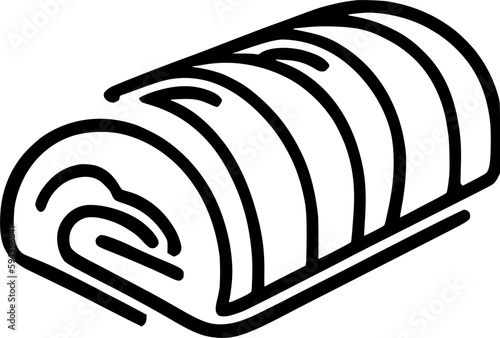 black individual cute roll coat line icon. simple tasty sweet flat design pictogram, clipart vector illustration for ad app logo web button ui ux interface elements isolate on white background