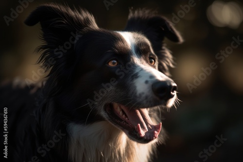 In this environmental portrait, a Border Collie is depicted with a beautiful park as the striking backdrop, with generative AI technology © Markus Schröder