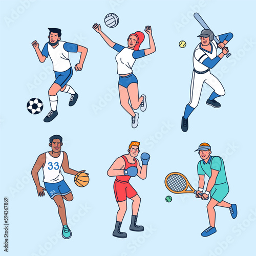 Abstract character of Various athlete vector