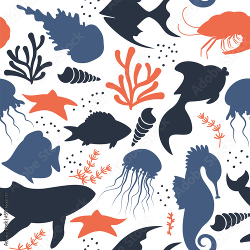 seamless pattern with sea life