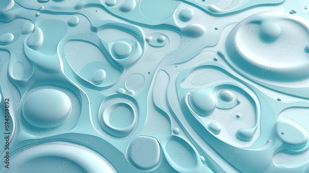 Water texture, circles and bubbles on a liquid white surface. Generative Ai