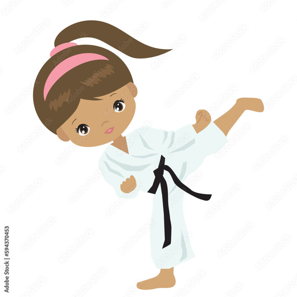 Karate girl vector cartoon illustration Stock Vector Adobe Stock