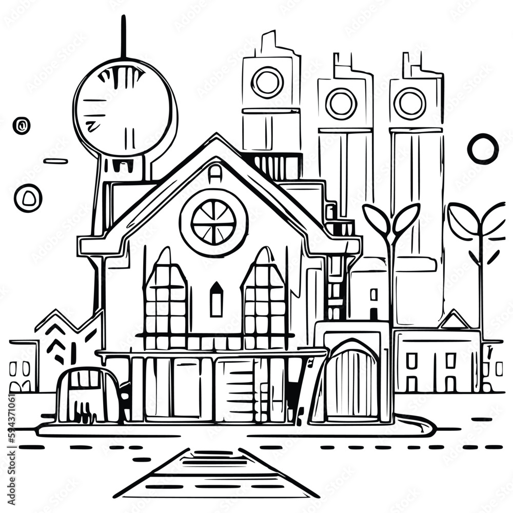 House coloring page, useful as coloring book for kids. 