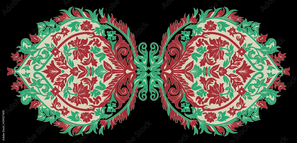kalamkari flower butta multi colored decorated hand drawn rendered ...